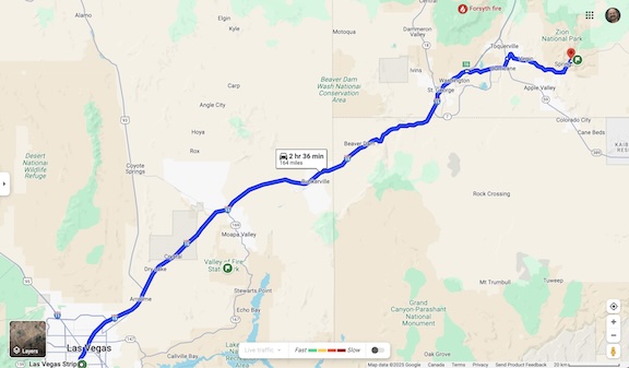 Las Vegas Nevada to Zion National Park Utah - Google Map Las Vegas Nevada to Zion National Park Utah - Google Map